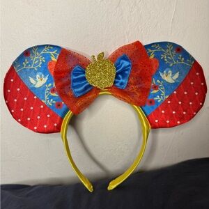 Disney Snow White Themed Minnie Ears Headband - Red, Blue, Yellow, Gold OBO
